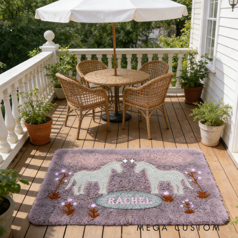 Personalized Rugs Riding Dreaming Horses Birthday Gift for Family Friends for Family for Riding Lovers Equestrian Lovers