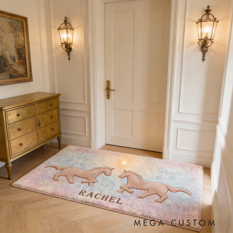 Personalized Rugs Riding Dreaming Horses Birthday Gift for Family Friends for Family for Riding Lovers Equestrian Lovers