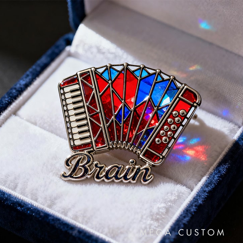 Personalized Accordion Enamel Brooch Designed with Your Beloved Instrument