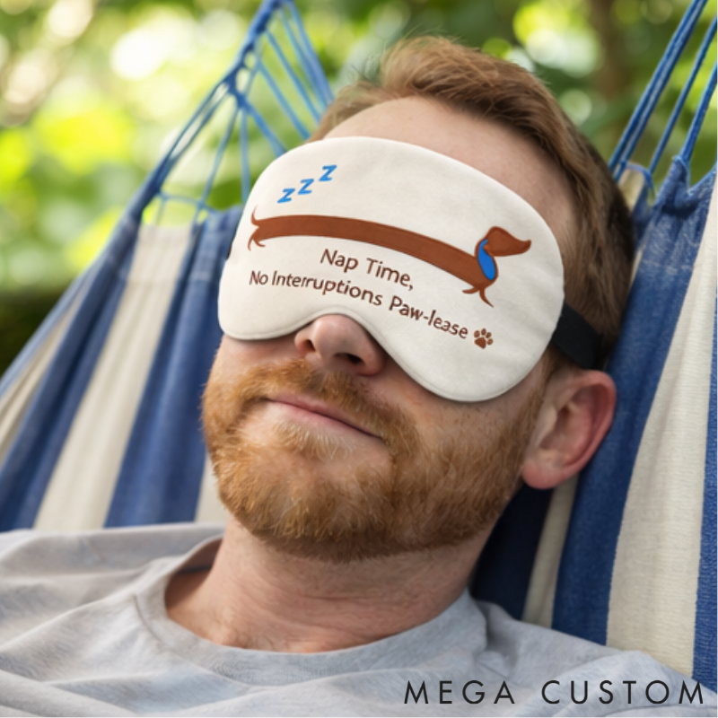 Personalized Embroidered Dachshund Humorous Sleep Mask Custom Text All Day Comfort Whimsical Sleep Pal