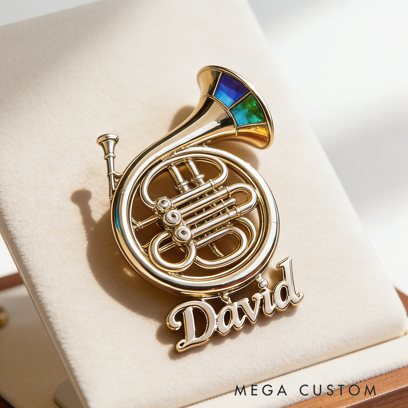 Personalized French Horn Enamel Pin Exquisitely Crafted for Music Lovers