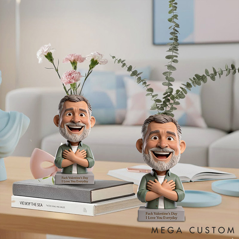 Personalized Couple Photo F*ck Valentine's Day I Love You Everyday Acrylic Flower Vase Custom Shape Man Woman Photo Portrait Vase Valentines Day Gift