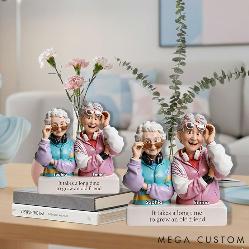 Personalized Photo It Takes a Long Time To Grow an Old Friend Acrylic Flower Vase Custom Shape Bestie Photo Portrait Vase Valentines Day Gift for Her