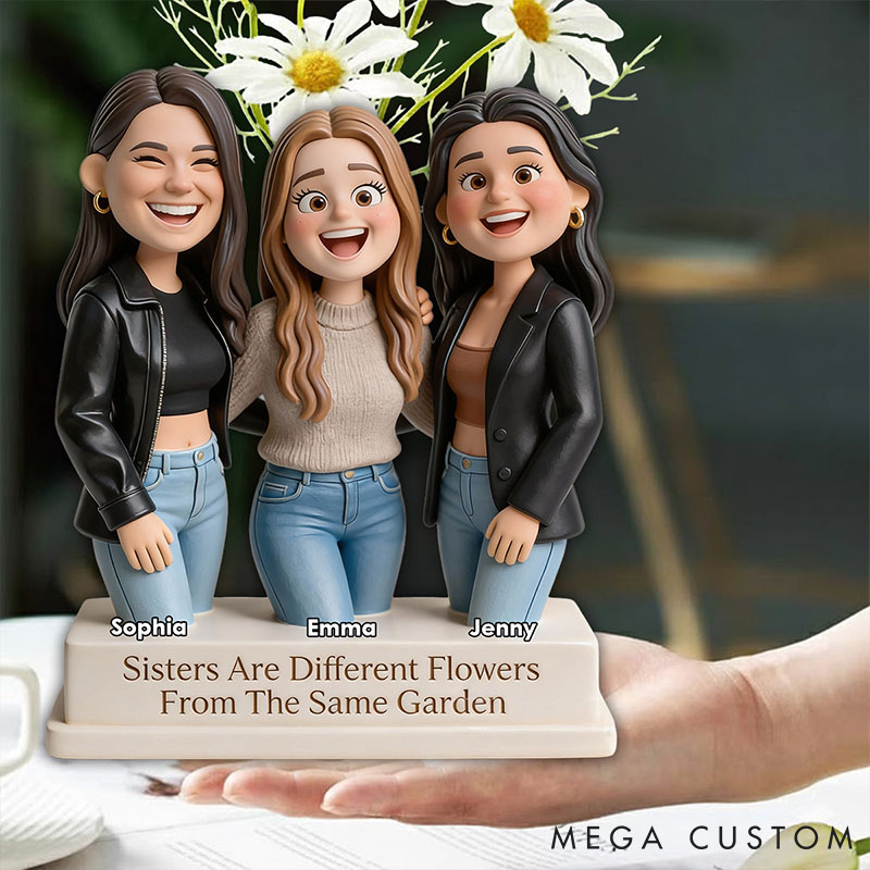 Personalized Photo Sisters Are Different Flowers From The Same Garden Acrylic Flower Vase Custom Shape Bestie Photo Portrait Vase Valentines Day Gift