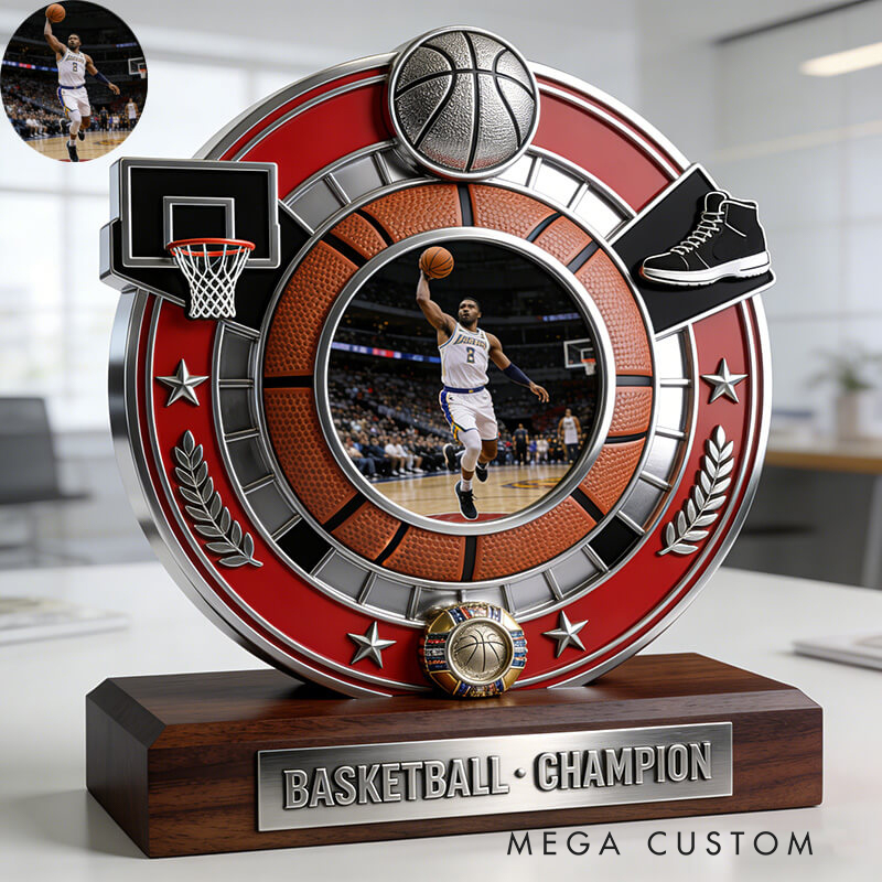 Personalized Basketball Sport Photo Album Custom Photo and Message Elegant Acrylic Decor Perfect Dynamic Holiday Gift