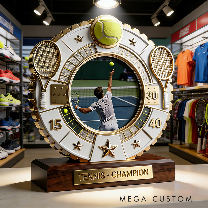 Personalized Tennis Sport Photo Album Custom Photo and Message Elegant Acrylic Decor Perfect Dynamic Holiday Gift