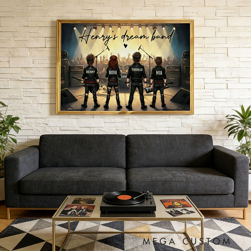 Personalized Retro Rock Dream Band Home Decor Poster with Photo and Name Gift for Fans Familys Friends Dad Mother Husband Son