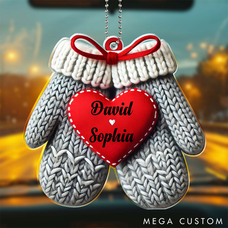 ersonalized Warming Hearts Couple Acrylic Car Ornament for Girlfriend Boyfriend Valentine's Day Gift for couple Gift for Wife Husband