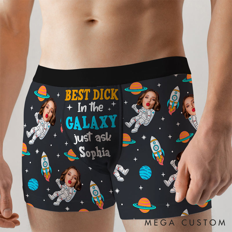 Personalized Girlfriend Wife Face Best Dick in the Galaxy Just Ask Her Boxer Briefs Men Underwear with Woman Face Photo Valentines Day Gift for Him