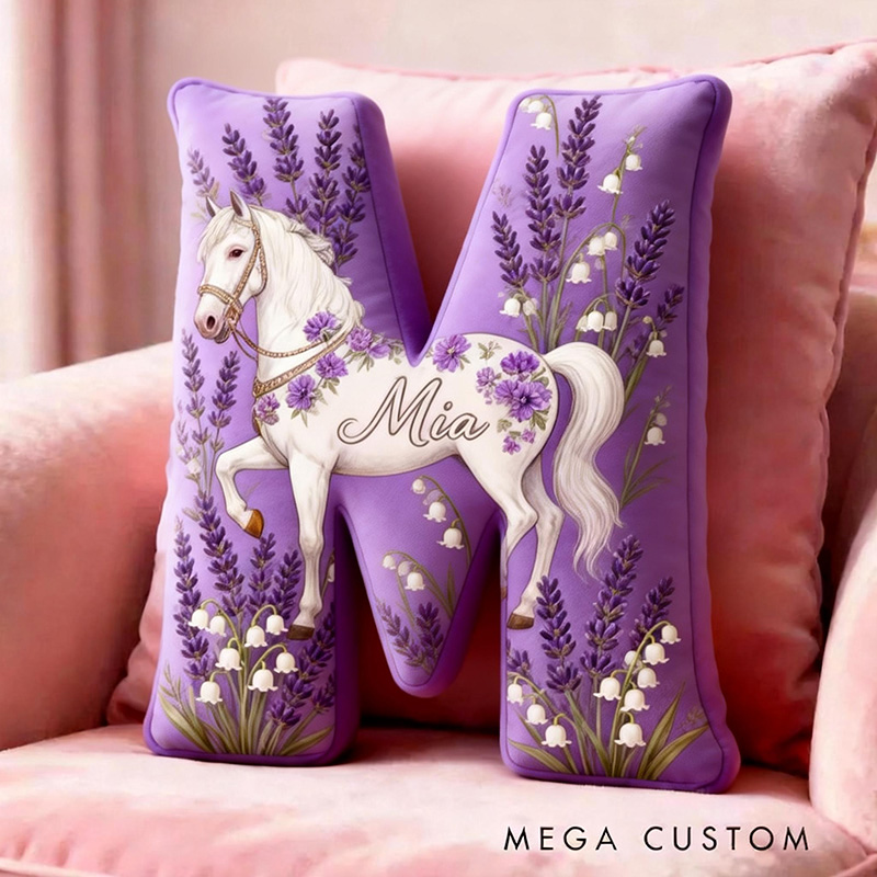 Personalized Pet Lover Purple Lavender Flower Horse Graphic 3D Print Pillow