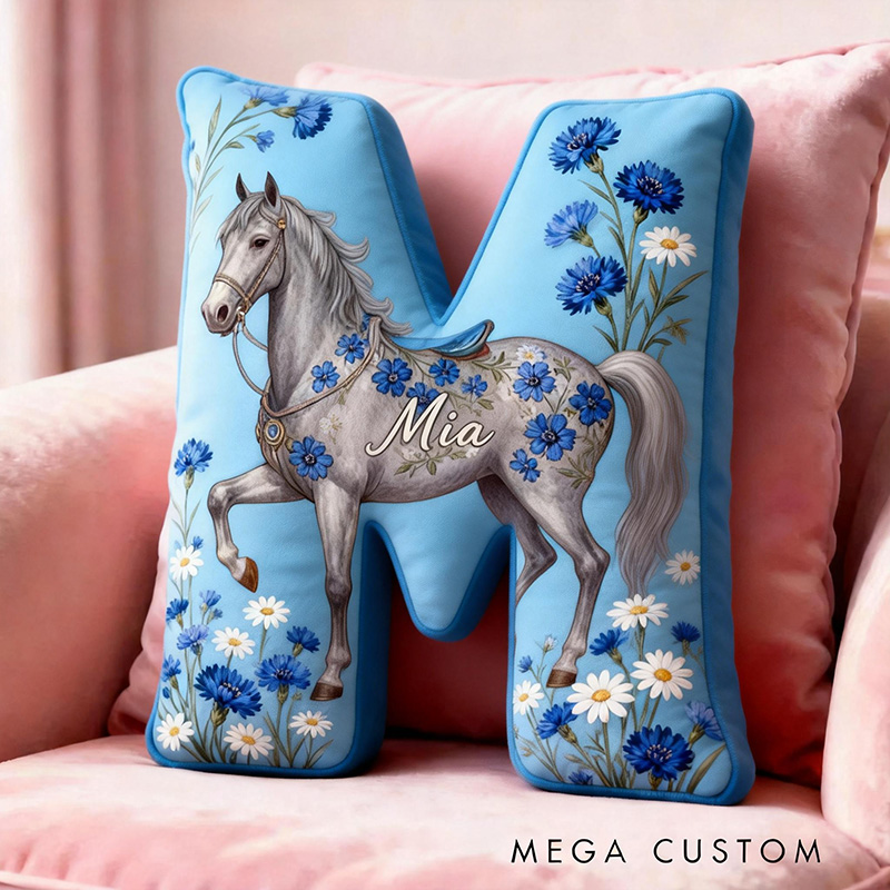 Personalized Pet Lover Cornflower Horse Graphic 3D Print Pillow