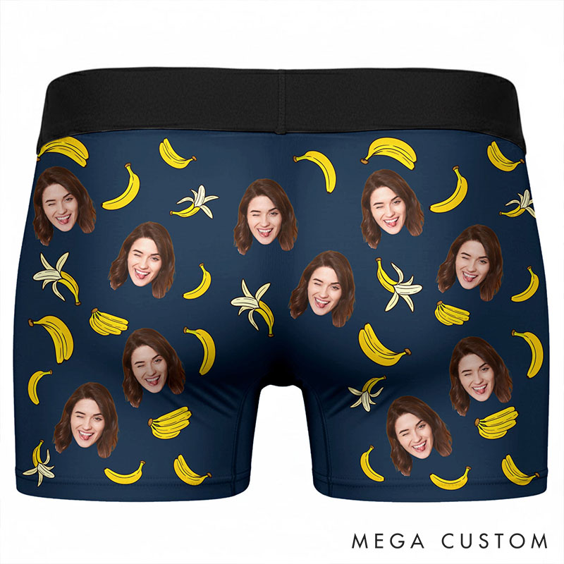 Personalized Girlfriend Wife Face Boxer Brief Only Her Can Eat This With Bananas Men Underwear with Photo Valentines Day Gift for Boyfriend Husband