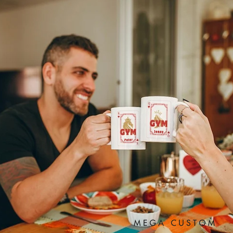 Personalized Gym Queen Mug Couple Queen And King Mug Coffee Bottle Quirky Gift for Fit Couples for Gym Lovers