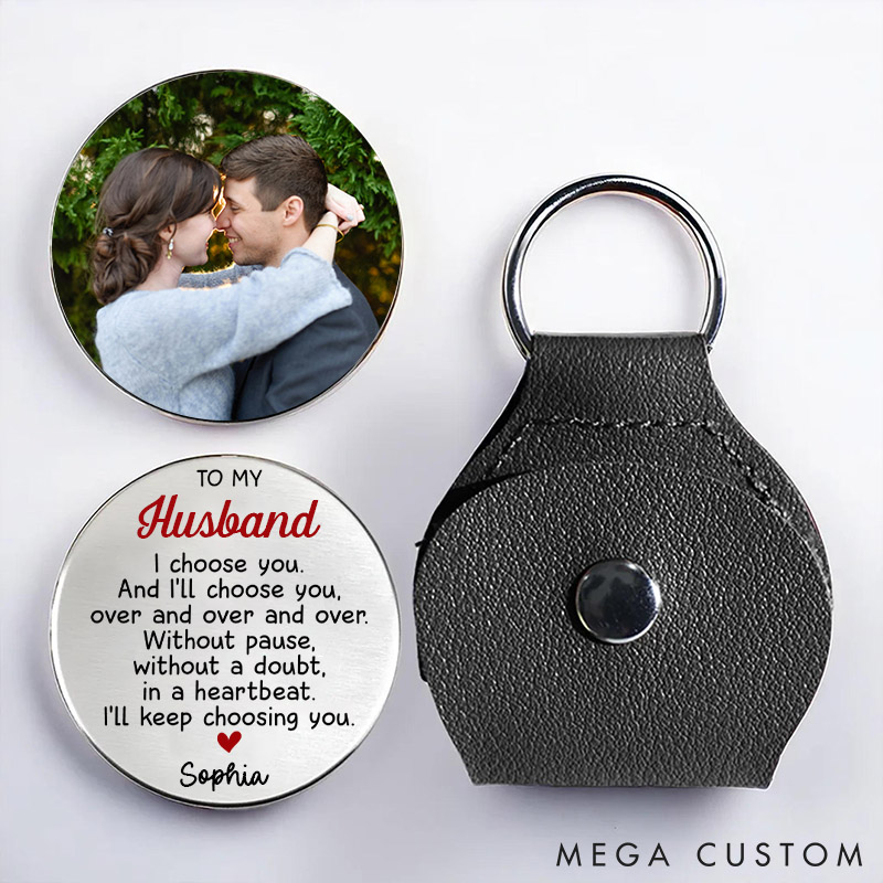 Personalized Pocket Hug with Leather Keychain To My Husband Love Token Keychain  I Choose You Heart Pocket Hug Valentine's Gift for Husband