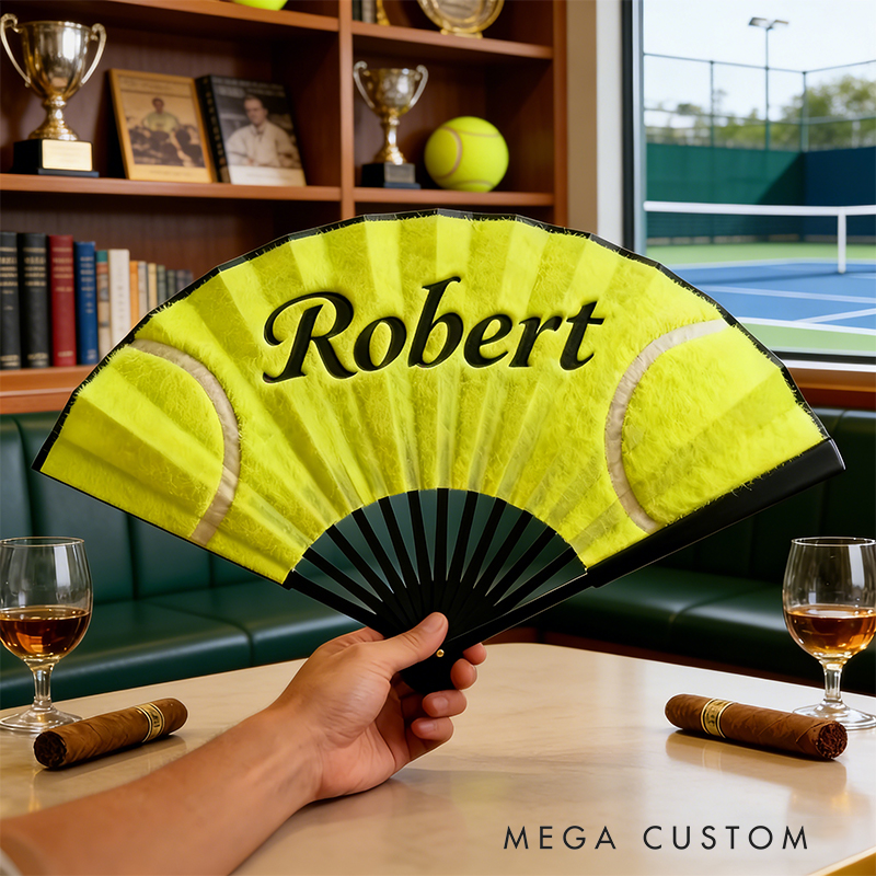 Personalized Tennis Pattern Fan the Perfect Gift for Tennis Lovers