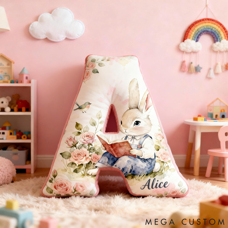 Personalized Pet Lover Funny Reading Rabbit Graphic 3D Print Pillow