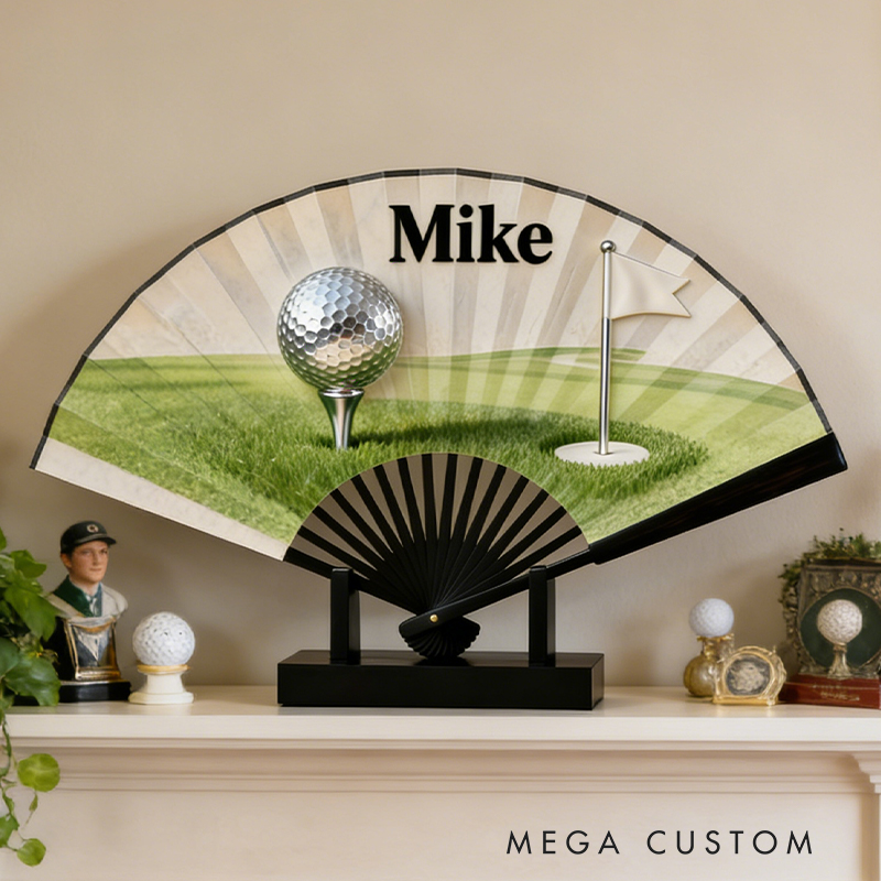 Personalized Golf Pattern Fan the Perfect Gift for Golf Lovers