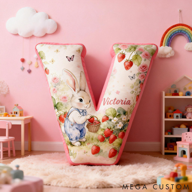 Personalized Pet Lover Funny Strawberry Picking Rabbit Graphic 3D Print Pillow