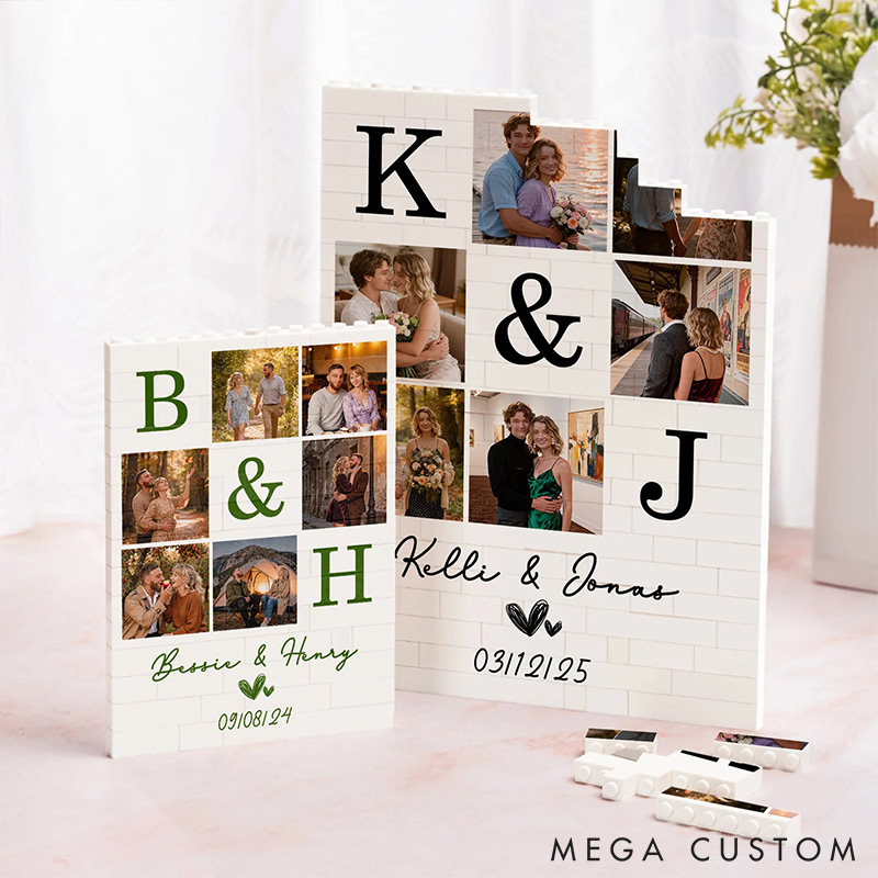 Personalized Couple Photo Building Blocks Custom Name Date Photo Blocks Valentine's Day Gift for Boyfriend Girlfriend Husband Wife Anniversary Gift