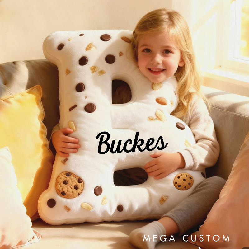 Personalized Cookie Letter Pillow Graphic 3D Print Kids Throw Pillow with Custom Name for Kids Baker Baking Lover