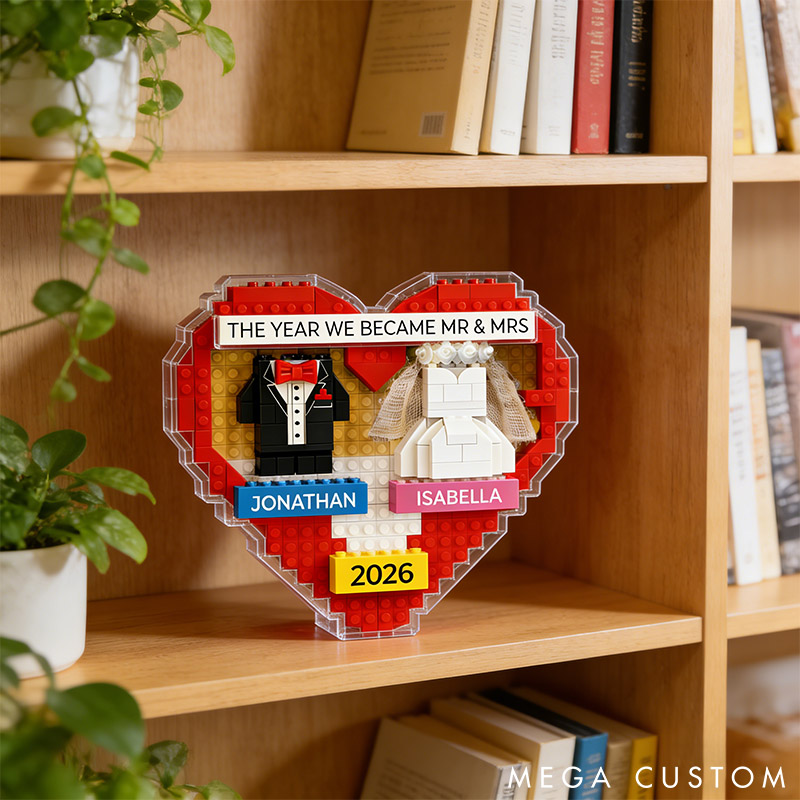 Personalized Wedding Keepsake Acrylic Plaque Custom The Year We Became Mr. and Mrs. Acrylic Plaque 3D Puzzle Effect Graphic Plaque