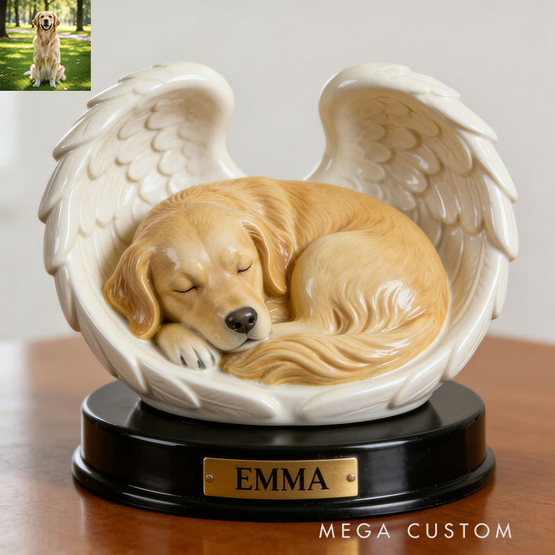Personalized Angel Wings Pet Memorial Sculpture Cherish Your Beloved Companion's Memory Forever