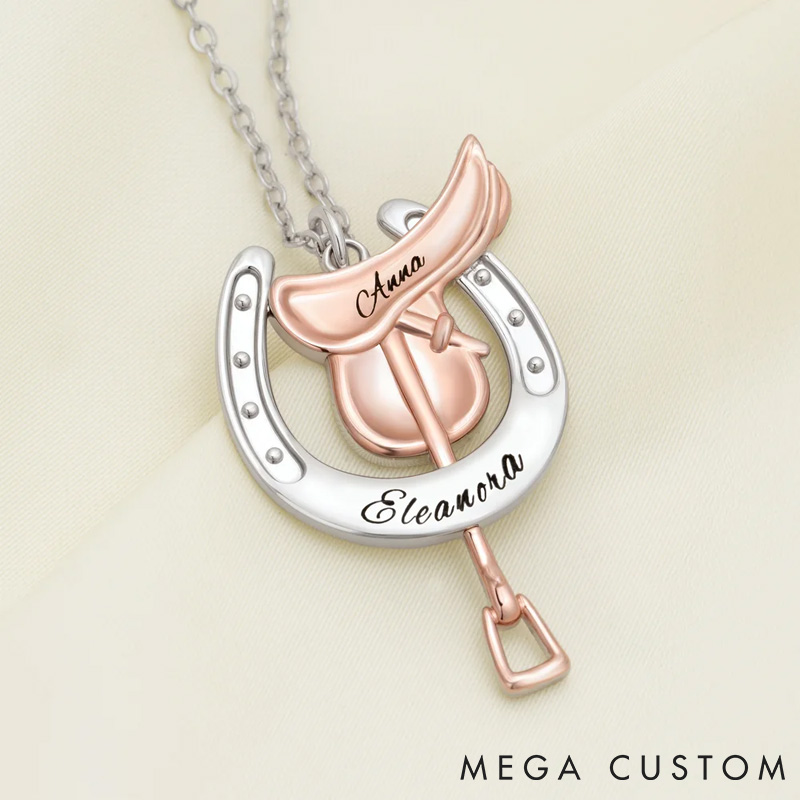 Personalized Pet Lover Horseshoe Saddle Protective Necklace  Dainty Jewelry Birthday Anniversary Gift for Horse Lovers Necklace