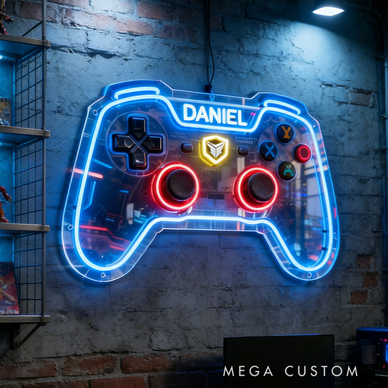 Personalized Gaming Controller with Neon Accents the Perfect Gift for Gamers