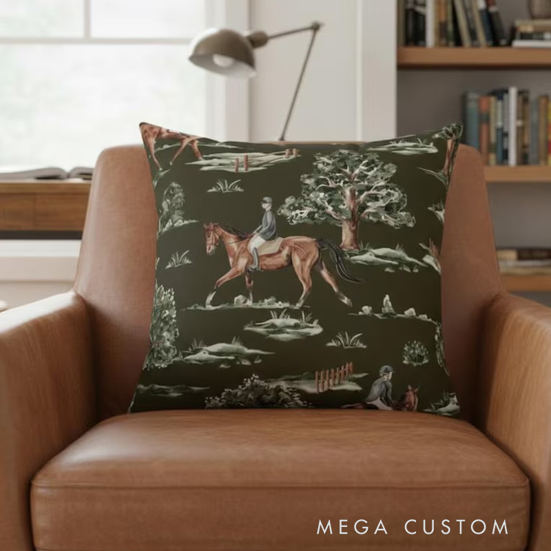 Personalized Horse Lover Gift Rustic Home Accessory Farmhouse Pillows Horse Girl Western Style Country Living Room Decor Equestrian Bedroom Throw Cushion for Riding Lovers Equestrian Lovers