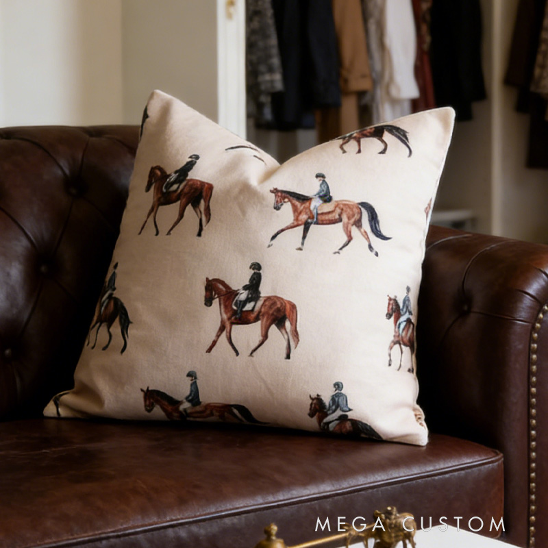 Personalized Horse Riding Farmhouse Equestrian Throw Pillow Bedroom Throw Cushion for Riding Lovers Equestrian Lovers