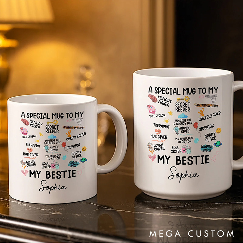 Personalized Sepcial Mug to My Bestie Mug with Name Valentine's Mug Galentine's Day Gift for Friendship Anniversary Mug for Bestie