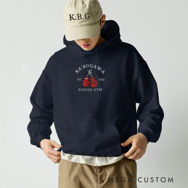 Personalized Fitness Classic Hoodies Embroidered Anime Hoodie Boxing Gym Pullover for Fitness Enthusiasts Bodybuilders and Gym Lovers