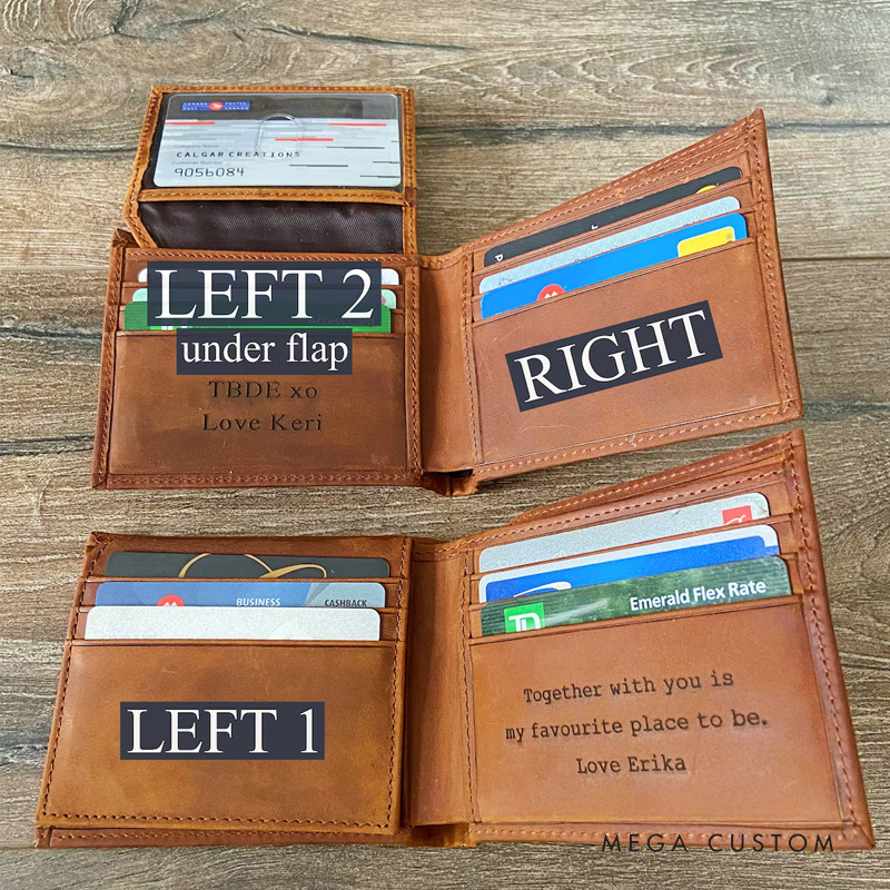 Personalized Handcrafted Leather Mens Wallet Anniversary Gift for Husband Dad