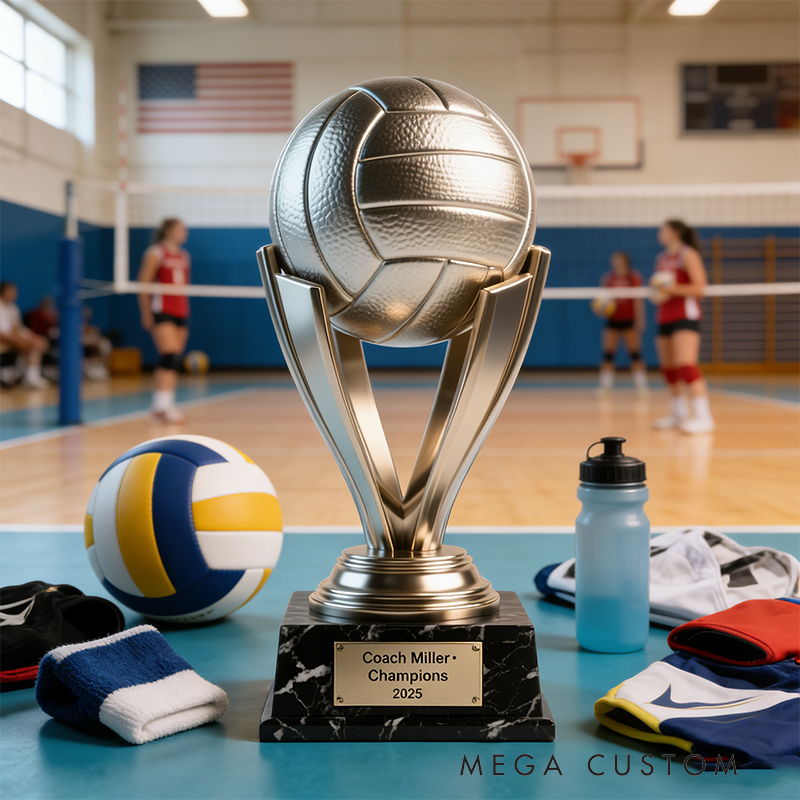 Personalized Acrylic Volleyball Coach Trophy