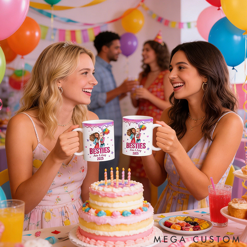 Personalized Bestie Mug with Name Unique Coffee Mug Valentine's Mug Galentine's Day Gift for Friendship Anniversary Mug for Bestie