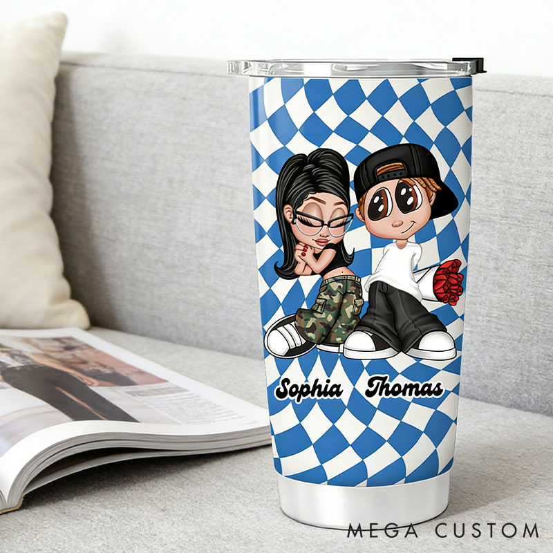 Personalized Cartoon Couple Tumbler Funny y2k Couple Tumbler Gift Couple Valentines Gift for Him Her Anniversary 