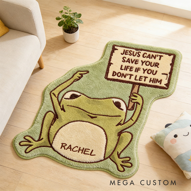 Personalize Jesus Save you Frog Christian Rug with Custom Name Faith Rug Religious Gift Christian Gift for Jesus Lover