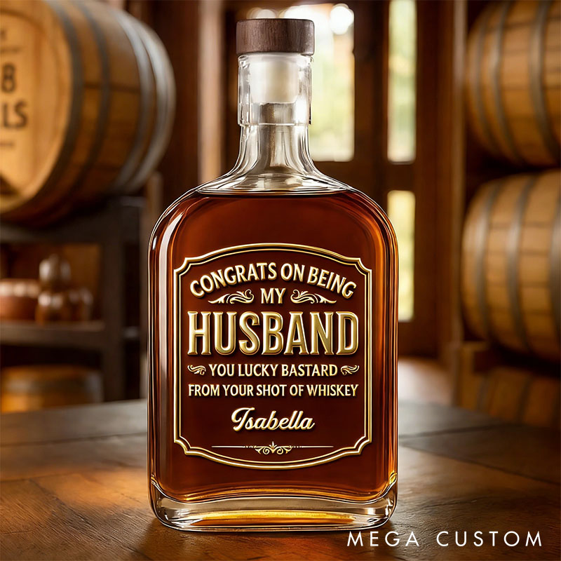 Personalized Cheers To My Amazing Husband Whiskey Bottle 3D Effect Graphic Congrats on Being My Husband Valentine's Anniversary Gift for Husband