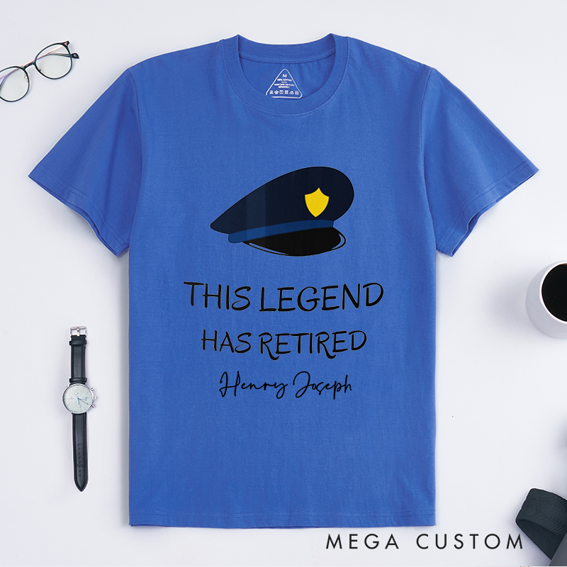 Personalized Retired Police Officer T-Shirt with Iconic Hat and Minimalist Typography Design Gift for Police Officer T-Shirt