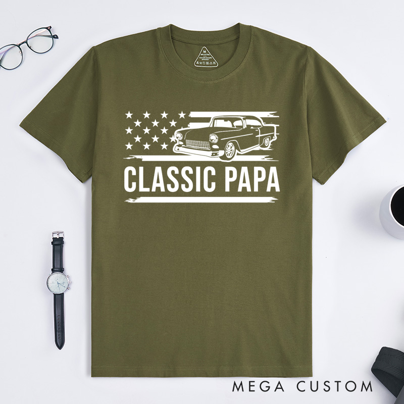 Personalized Grandpa T-Shirt for Fathers Day Gift Classic Papa Shirt I'm a Classic Funny Birthday Shirts Grandfather Gift Birthday Gift Classic Car