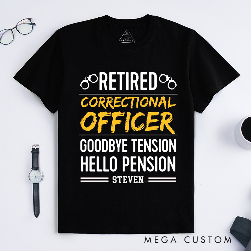 Personalized Retired Correctional Officer T-Shirt with Bold and Playful Typography Design Gift for Police Officer T-Shirt
