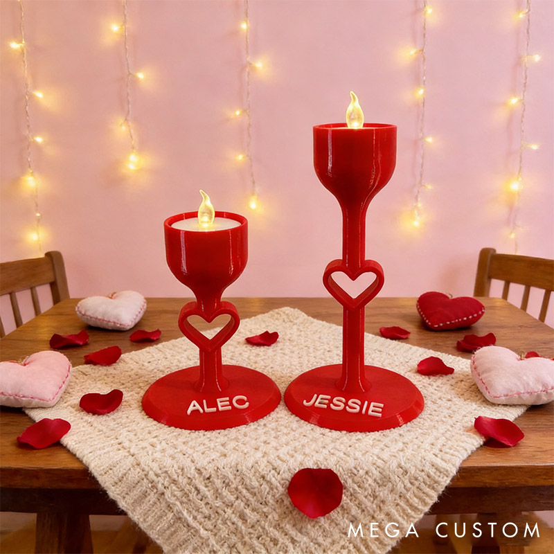 Personalized Valentine Candle Holder Custom 3D Printed Candle Holder for Couple Anniversary Wedding Gift