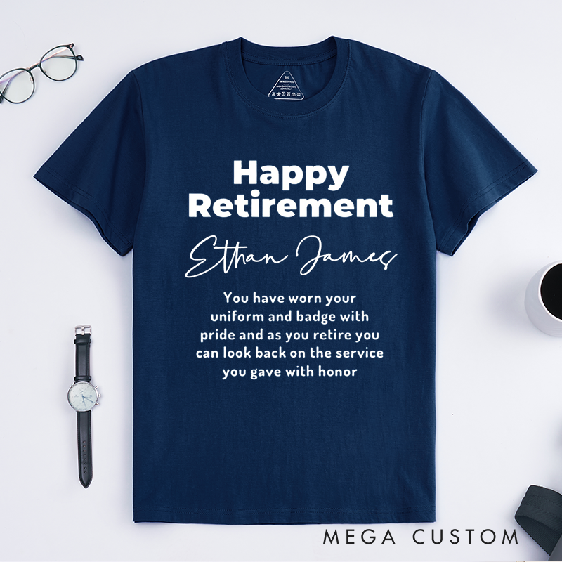 Personalized Retirement T-Shirt with Heartfelt Message and Elegant Typography Design Gift for Police Officer T-Shirt