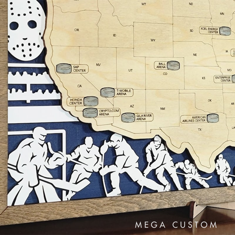 Personalized Hockey Stadium Series Sports Travel Map