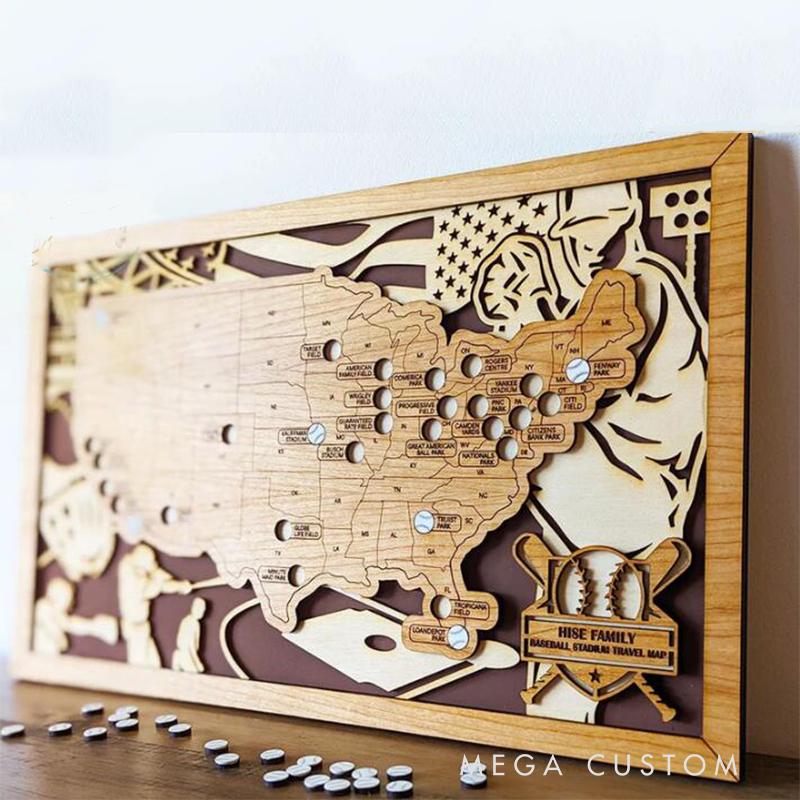 Personalized Baseball Park Tour Map
