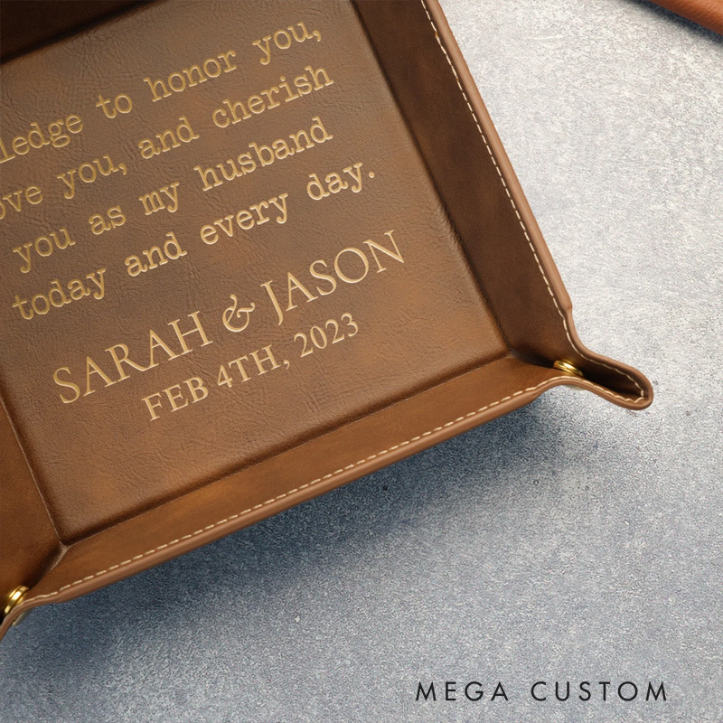 Personalized Engraved Men's Leather Valet Tray Desk Organizer Gift For Husband Boyfriend Father Valentine's Day Gift Anniversary Gift