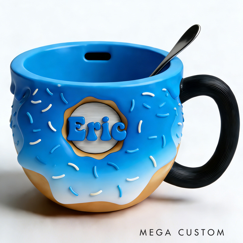 Personalized Donut Kettlebell Ice Cream Pint Holder with Spoon Slot Holder 3D Printed Cozy with Spoon Slot Fitness Inspired Cozie Gym Gift Fuzzy Texture for Gym Lover
