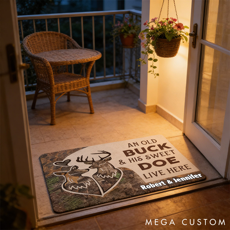 Personalized Deer Couple Doormat An Old Buck and His Sweet Doe Doormat Valentine Gift for Couple Anniversary Gift Door Mat