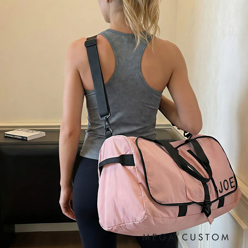Personalized Fitness Large Capacity Gym Bag with Embroidery Custom Name for Gym Lovers 