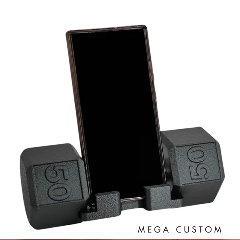 Personalized Stay Fit Focused Dumbbell Phone Stand for Desk Perfect Gift for Personal Trainer or Fitness Enthusiast Gym Lovers
